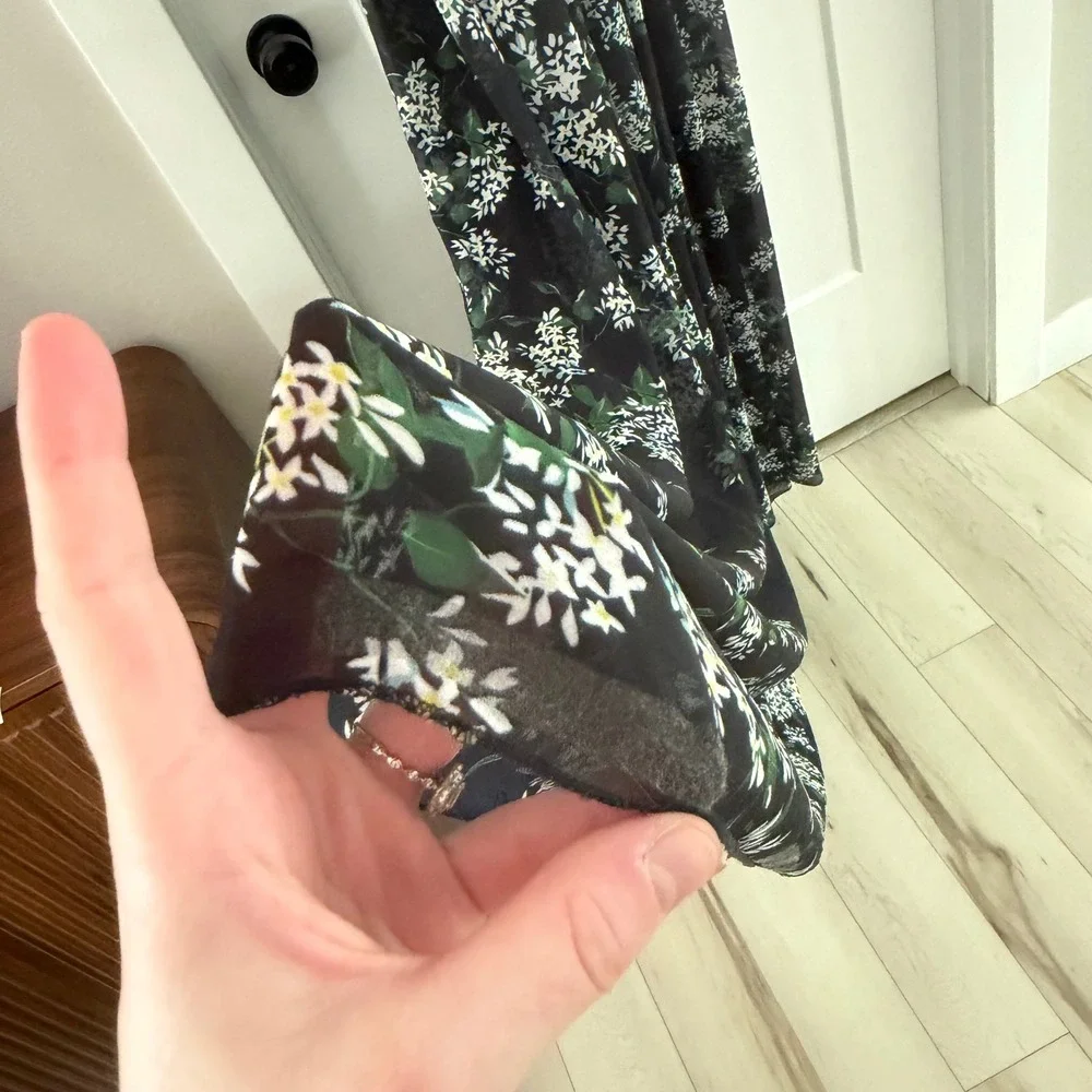 Sau Lee Georgina Ditsy Floral Gown Black Chiffon Pleated Bustier Maxi Dress Sz 4 - Picture 7 of 13